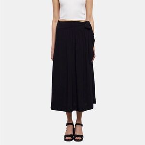 The Kooples Paris Tie Waist Flowy Black Long Skirt